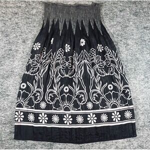 Lapis Anthropologie Floral Convertible Smock Skirt Dress Womens One Size Black